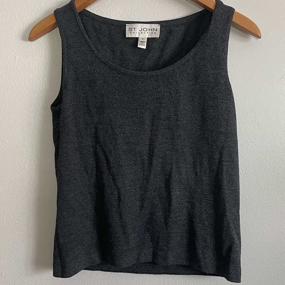 St. John Black Sleeveless Knit Tank Size P